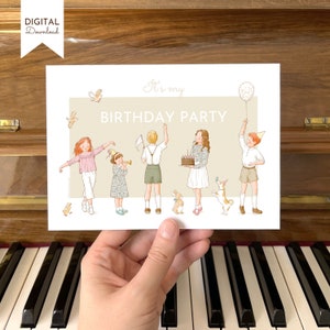 Fill in Birthday Invitation: a Fillable Blank Invite for your Childrens Party. DIY Printable Card with Original Watercolor Artwork 5x7 image 1