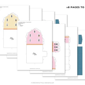 Village de papier de la Nouvelle-Angleterre : un ensemble de deux maisons miniatures imprimables téléchargement PDF. image 6