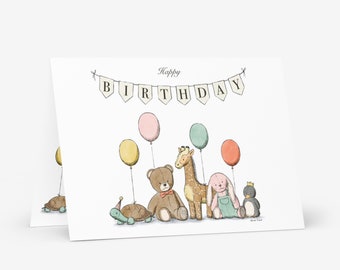 carte d'anniversaire | Carte de voeux illustrée | Anniversaire d'un enfant | Jolie carte d'anniversaire