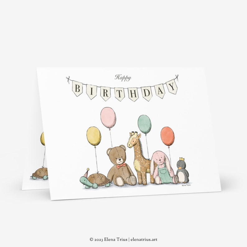 Birthday Card Illustrated Greeting Card Children's Birthday Cute Birthday Card image 1