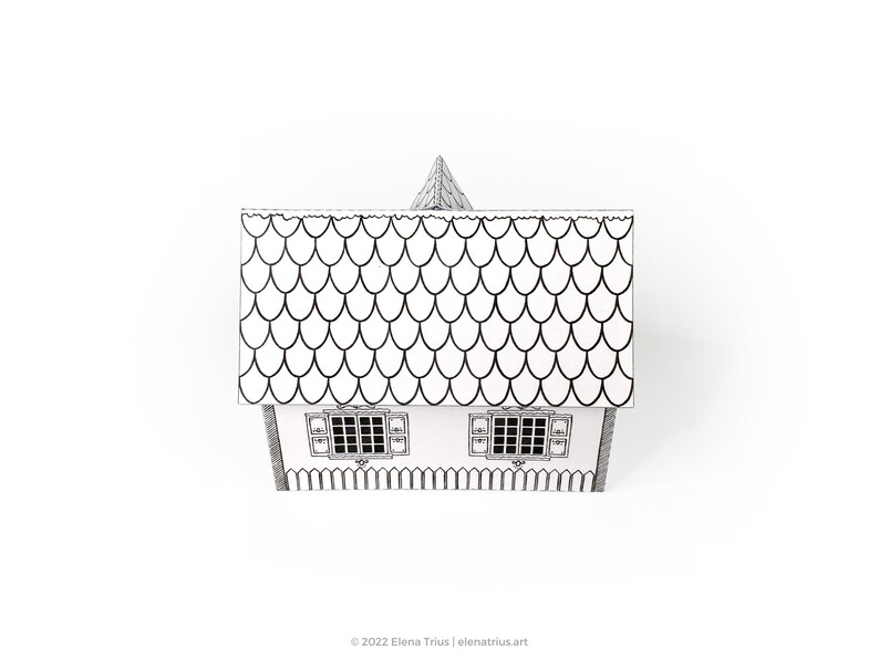 Maison en pain d'épice imprimable : une décoration de Noël DIY à colorier téléchargement PDF. image 3