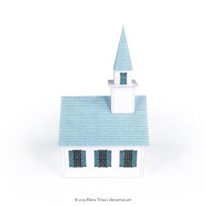 New England paper village: a printable miniature church PDF download. image 4