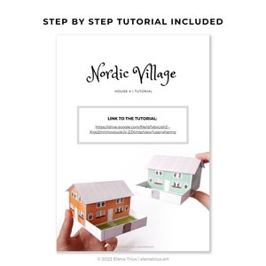 Nordic Village paper models: a set of two printable miniature houses PDF download. image 6
