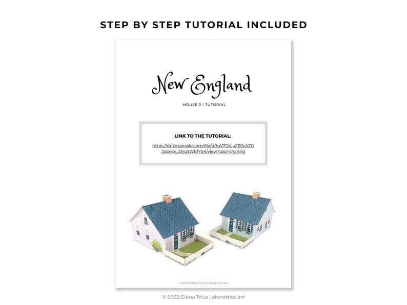 New England paper village: a set of two printable miniature houses PDF download. image 7