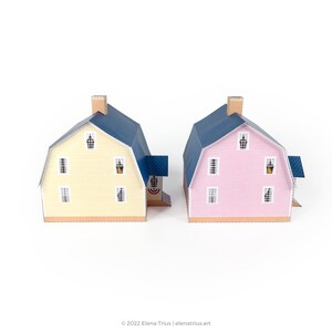 New England paper village: a set of two printable miniature houses PDF download. image 5