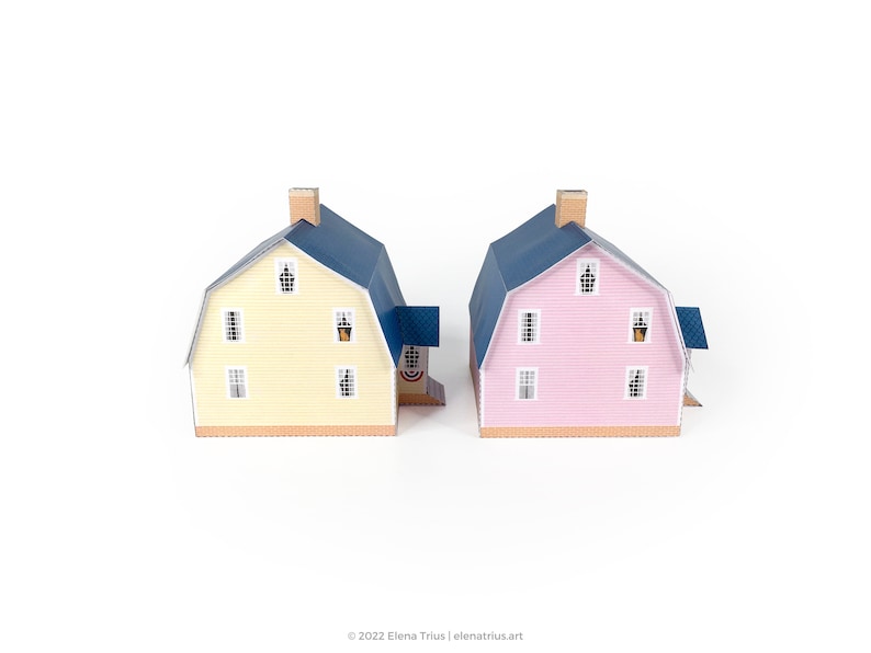 New England paper village: a set of two printable miniature houses PDF download. image 5