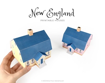 New England paper village: a set of two printable miniature houses (PDF download).