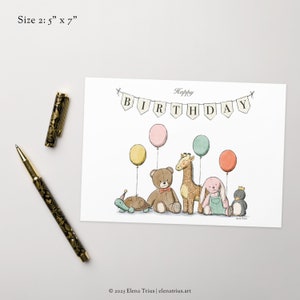 Birthday Card Illustrated Greeting Card Children's Birthday Cute Birthday Card image 4