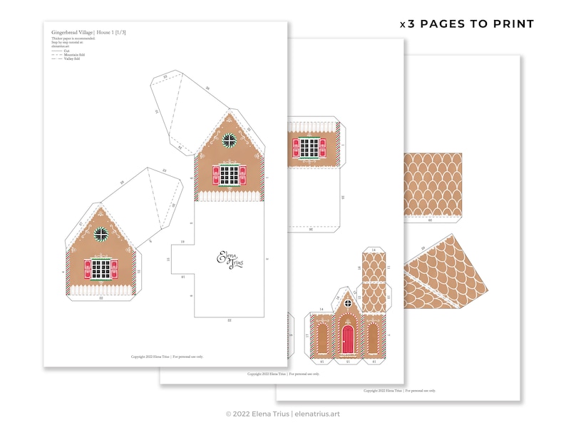 Maison en pain d'épice imprimable : une décoration de Noël DIY téléchargement PDF. image 5