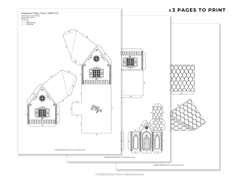 Maison en pain d'épice imprimable : une décoration de Noël DIY à colorier téléchargement PDF. image 5