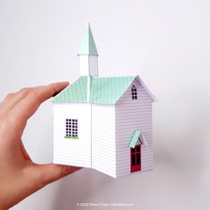 Nordic Village paper model: a printable miniature church PDF download. image 3