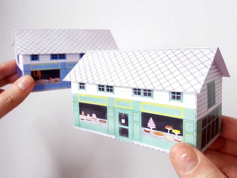 Nordic Village paper models: a set of two printable miniature shops PDF download. image 4