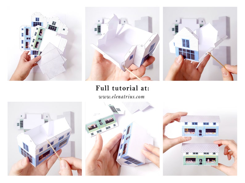 Nordic Village paper models: a set of two printable miniature shops PDF download. image 5