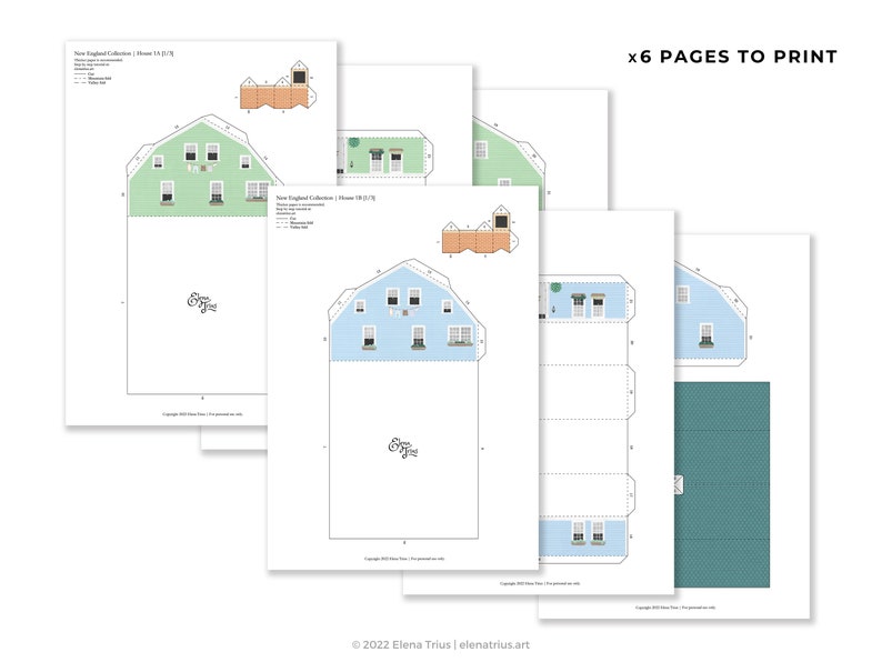 New England Paper Village: een set van twee afdrukbare miniatuurhuizen PDF-download. afbeelding 7