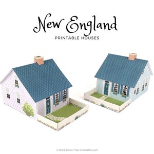 New England paper village: a set of two printable miniature houses PDF download. image 1