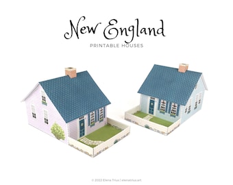 New England paper village: a set of two printable miniature houses (PDF download).