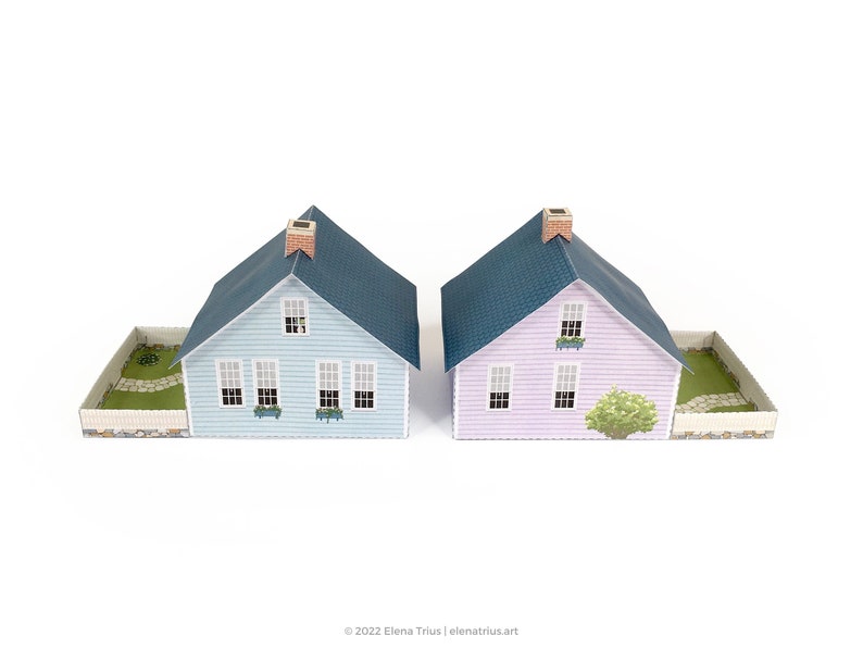 New England paper village: a set of two printable miniature houses PDF download. image 4