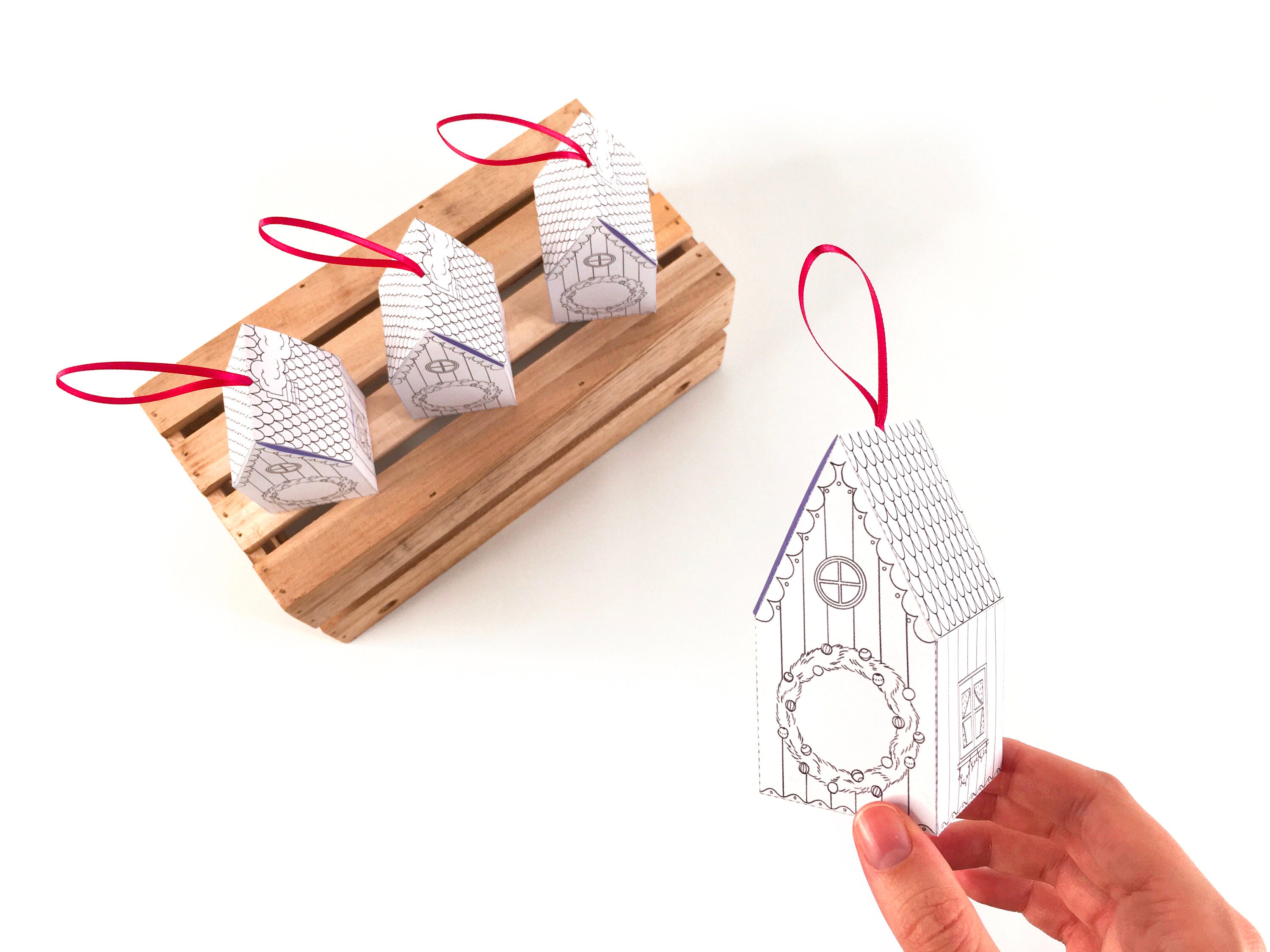 Printable Christmas Ornament: Print and Assemble This Colorable Gift Box and Use It as Christmas ...