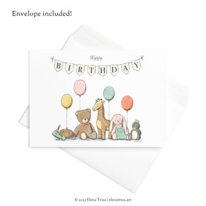 Birthday Card Illustrated Greeting Card Children's Birthday Cute Birthday Card image 6