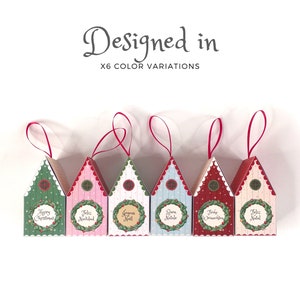 Printable Christmas ornaments: print and assemble these DIY gift boxes and use them as Christmas tree decor PDF download. image 4