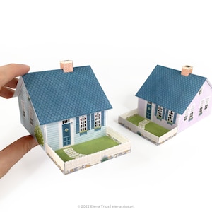 New England paper village: a set of two printable miniature houses PDF download. image 5