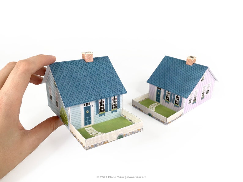 New England paper village: a set of two printable miniature houses PDF download. image 5