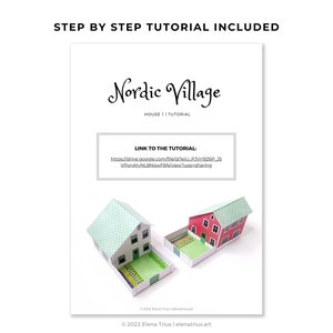 Nordic village paper models: a set of two printable miniature houses PDF download. image 7