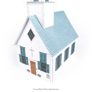 New England paper village: a printable miniature church PDF download. image 6