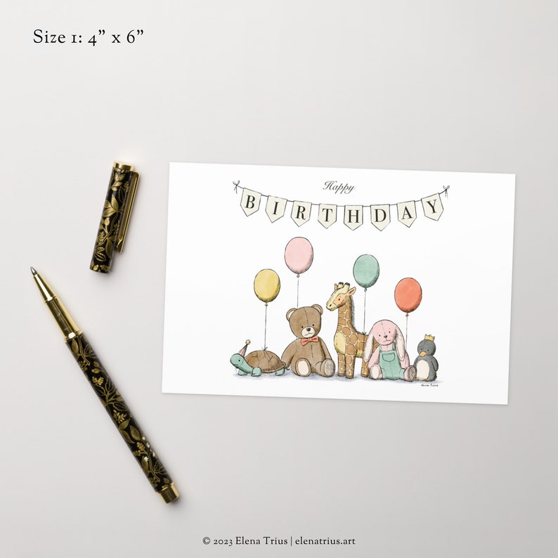 Birthday Card Illustrated Greeting Card Children's Birthday Cute Birthday Card image 3