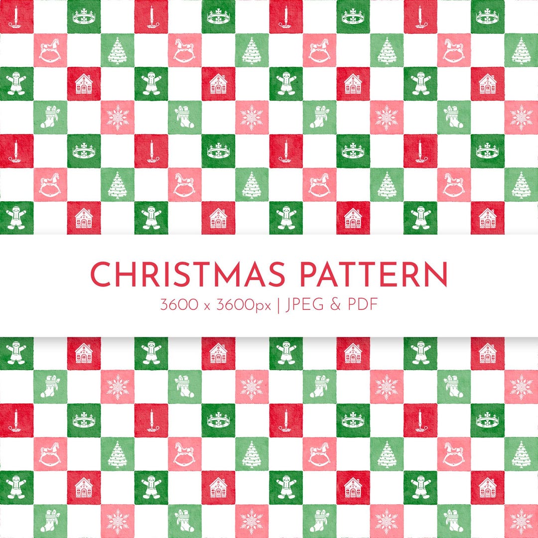 Red and Green Christmas Seamless Pattern: a Checkered Fabric or ...