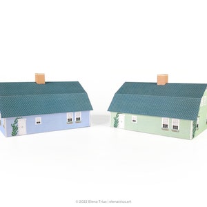 New England Paper Village: een set van twee afdrukbare miniatuurhuizen PDF-download. afbeelding 4