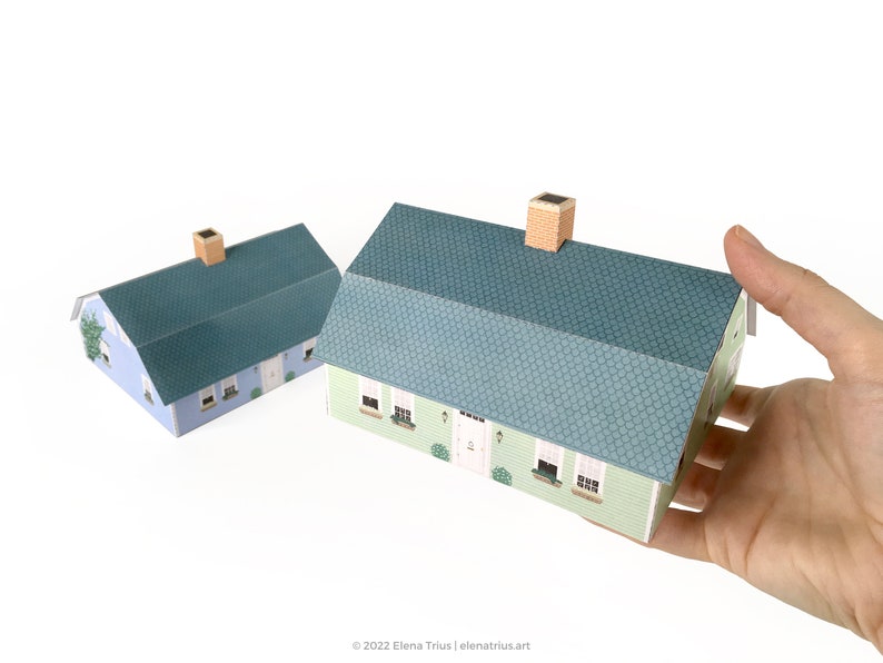 New England Paper Village: een set van twee afdrukbare miniatuurhuizen PDF-download. afbeelding 6