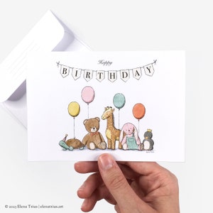 Printable birthday card: an instant download greeting card with a DIY matching envelope PDF download. image 1