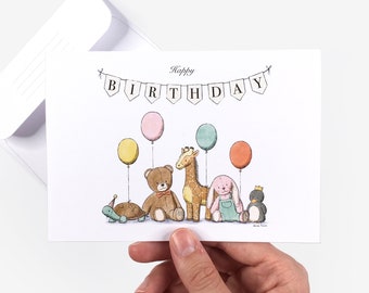 Printable birthday card: an instant download greeting card with a DIY matching envelope (PDF download).