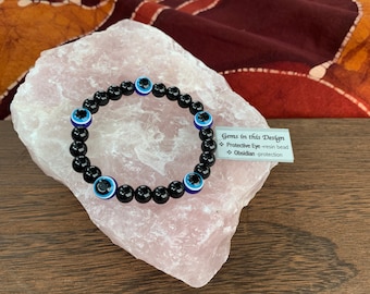 Protective eye & Obsidian bracelet beautiful protection