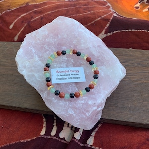 Bountiful energy- Beaded bracelet- Aventurine, Citrine, Obsidian, Red Jasper.