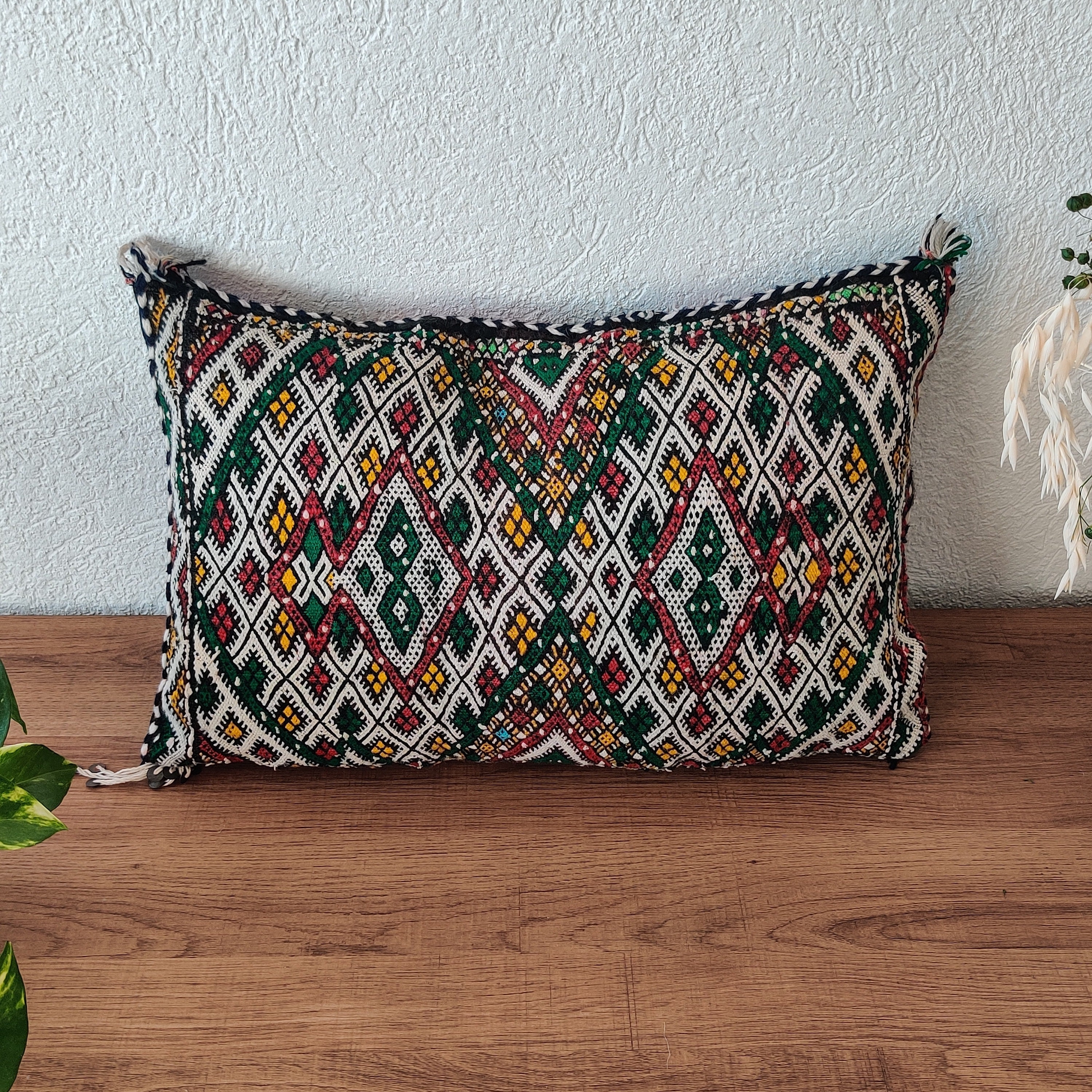 Ancien Coussin Kilim Marocain Traditionnel Décoratif