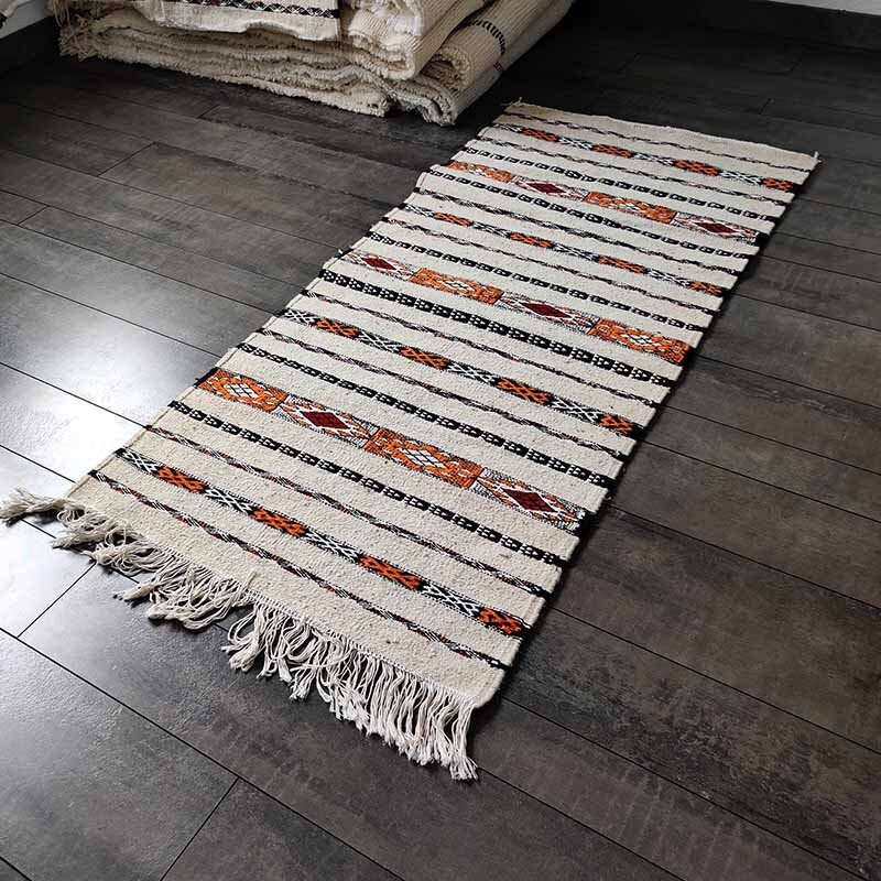 Tapis Kilim Marocain Ethnique Pour Décoration de Chambre et Couloir