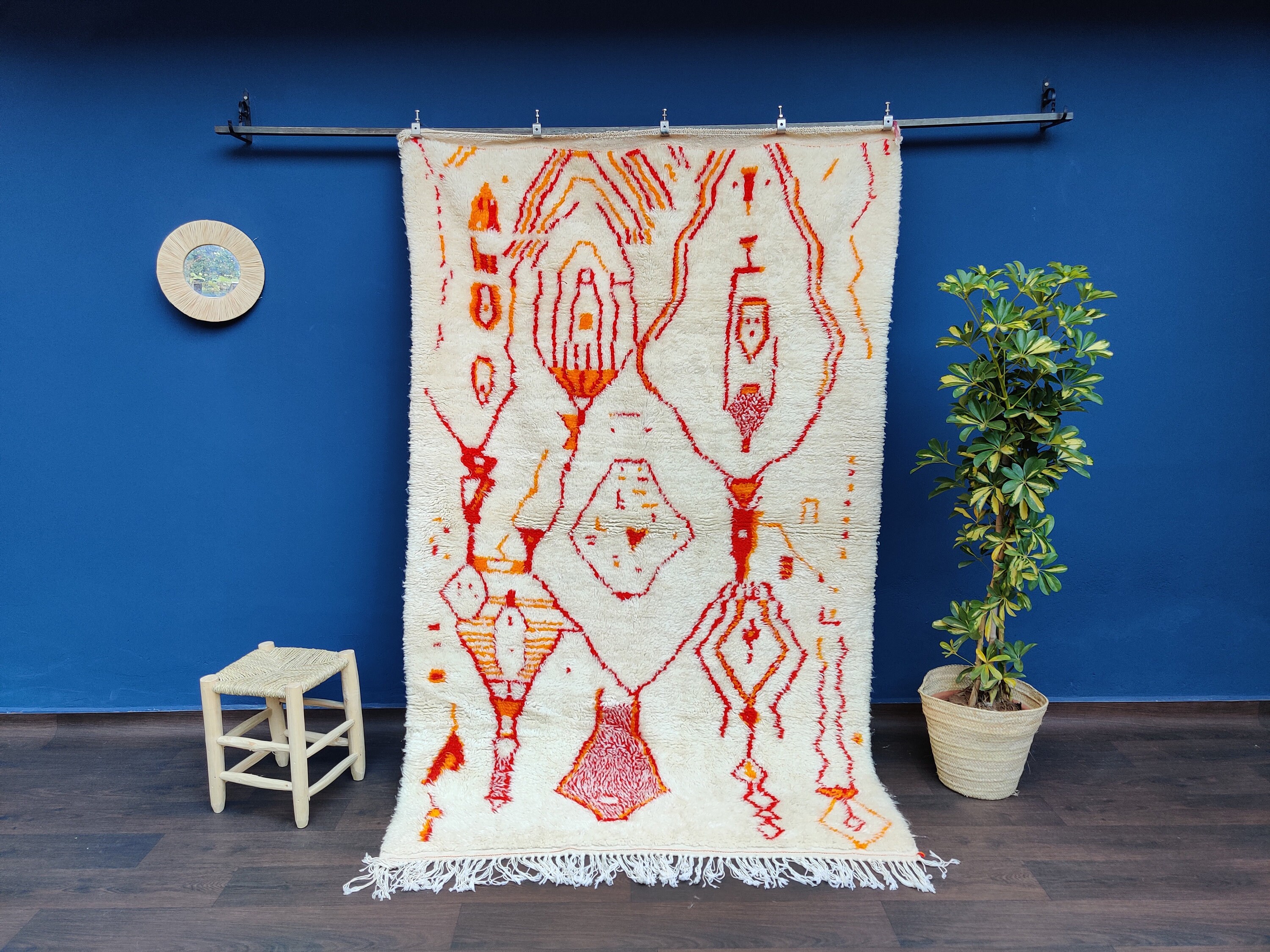 Tapis Azilal Orange en Laine - Tapis Berbère 145x230 cm