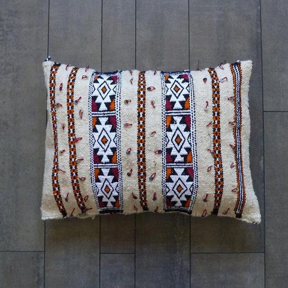Coussin Kilim Crème Marocain Décoratif