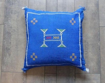 Blue berber Pillow Sabra Silk Pillow for couch Blue berber pillow cover for sofa handmade cushion boho