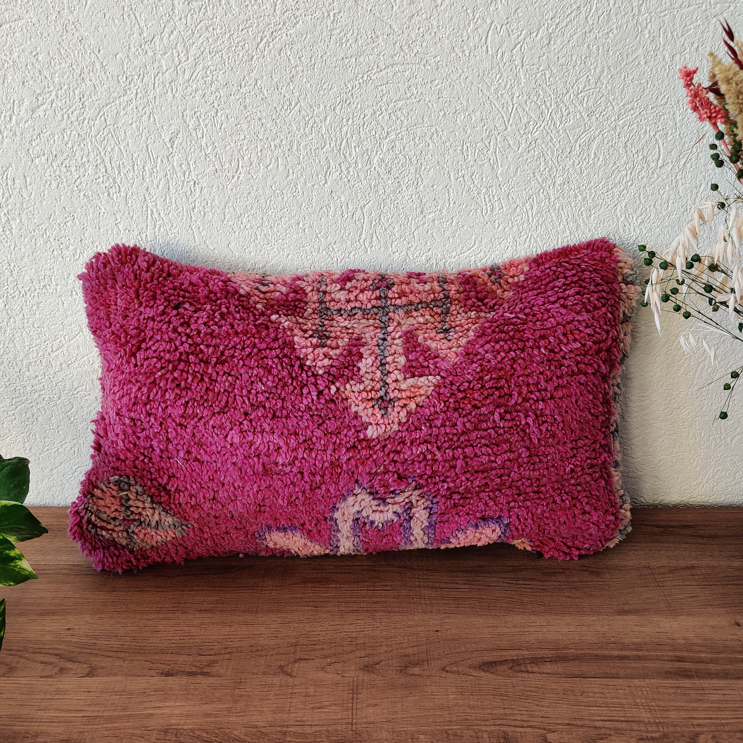 Coussin Marocain Vintage Violet Fait-Main