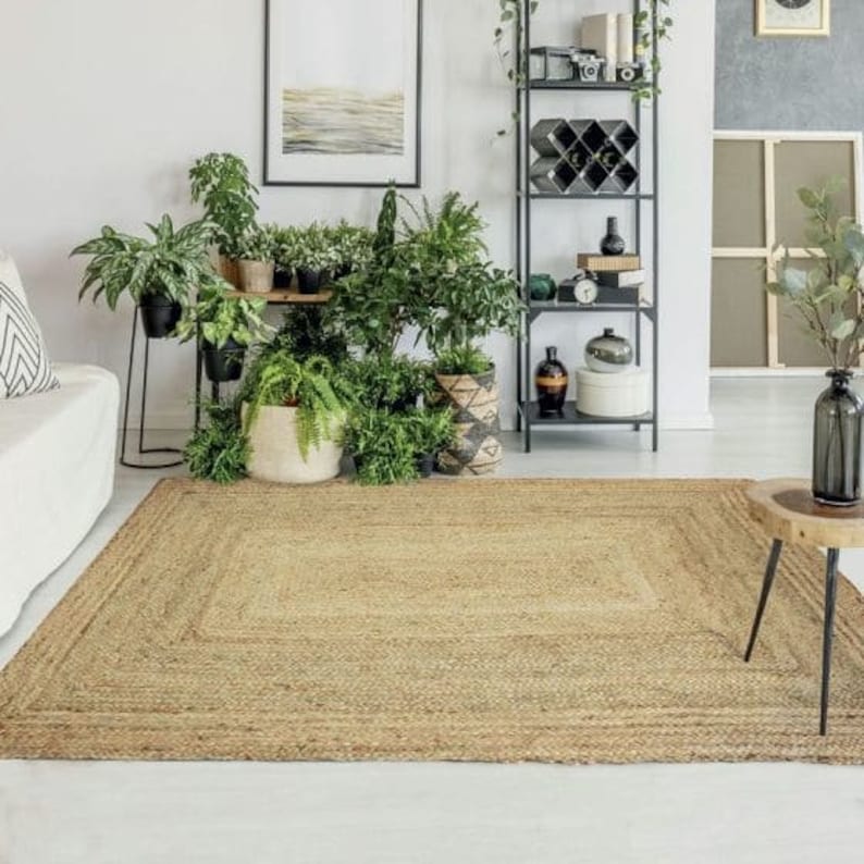 Rectangular Jute Rug Boho Handmade Rug Bedroom Rug Natural Jute Living Room Rug OEKO-TEX Certified 160x230 cm