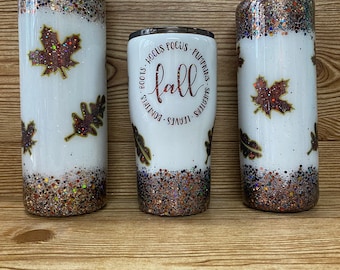 Fall theme tumblers and drinkware