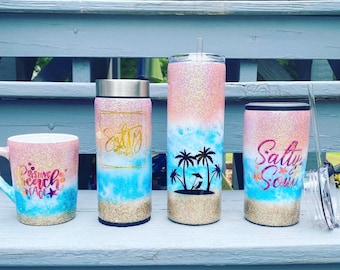 Beach Theme Tumblers and Can Coolers