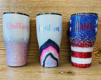 Custom Glitter Tumblers and Drinkware