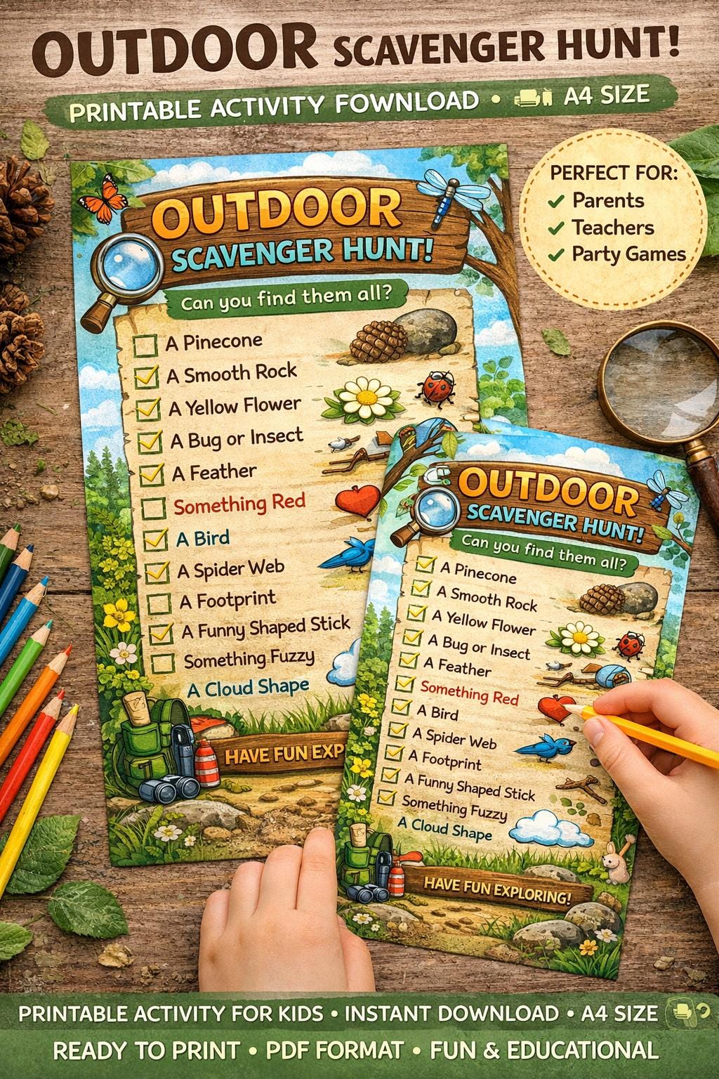 Nature Scavenger Hunt Bingo Printable | Outdoor Kids Activity Game ...