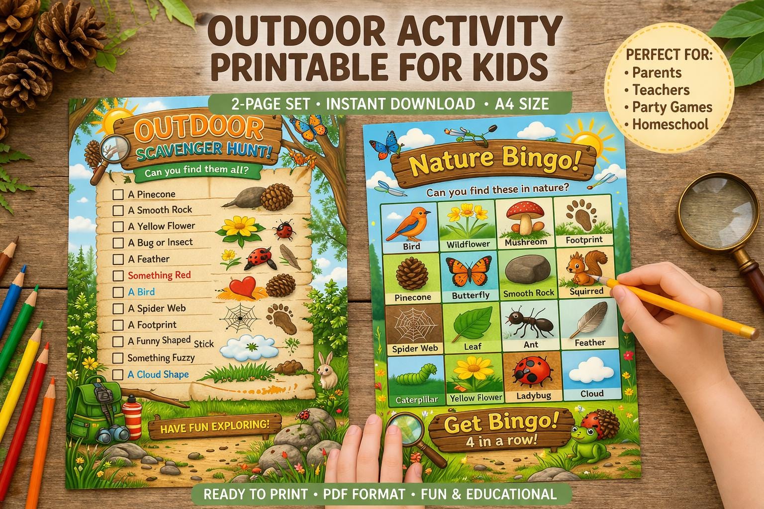 Nature Scavenger Hunt Bingo Printable | Outdoor Kids Activity Game ...