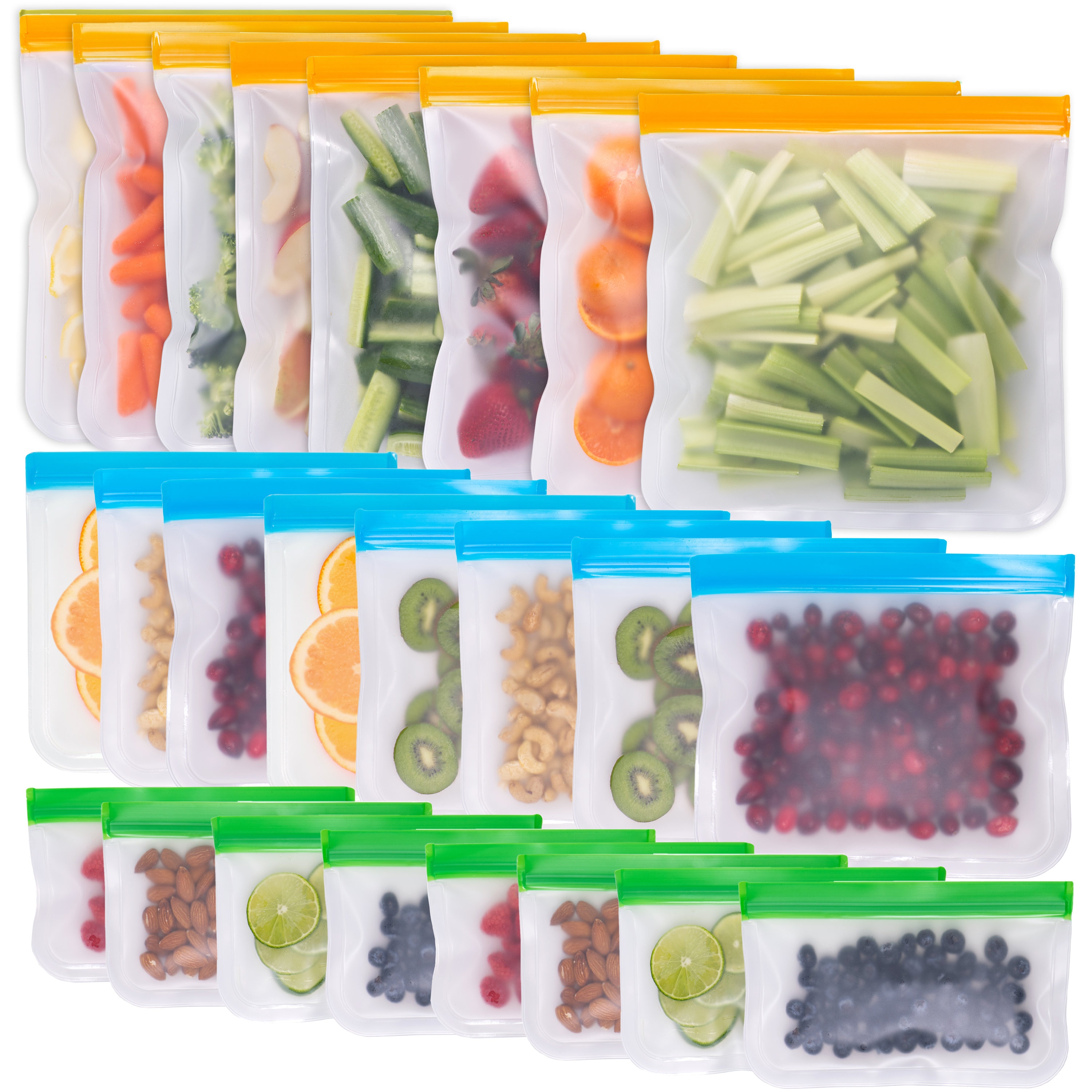 Reusable Food Storage Bags - 12 Count BPA Free Reusable Freezer Bags (2  Gallon & 5 Sandwich & 5 Snack Size Bags) Leak Proof Freezer Safe Bag for  Meat