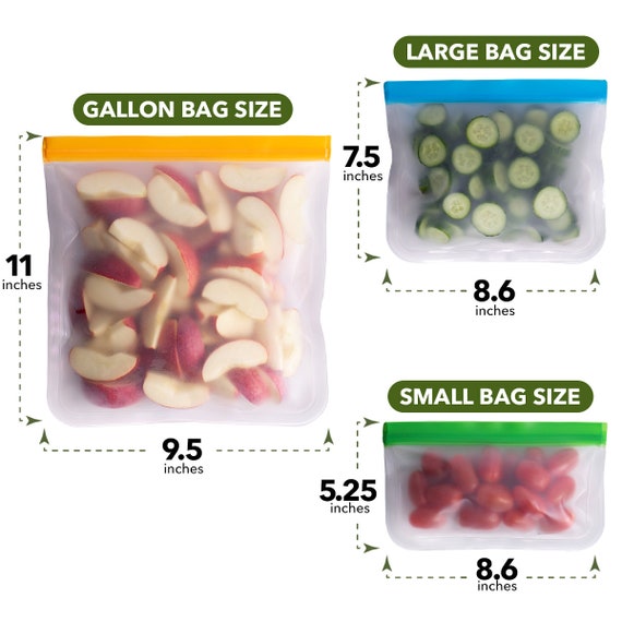 Large Food Storage 2 Gallon Freezer Sandwich Zip Lock 6 Snack Bags